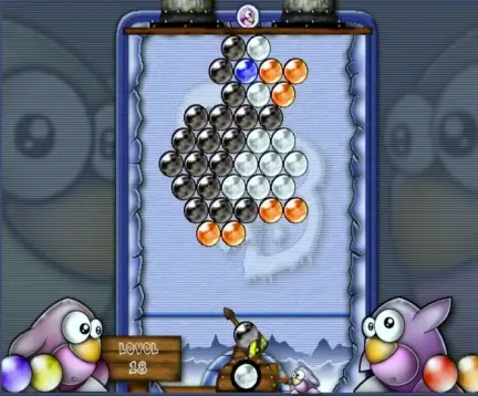 Frozen Bubble board state with strategic bank-shot angles