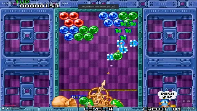 Bust-A-Move board state with descending bubble ceiling pressure